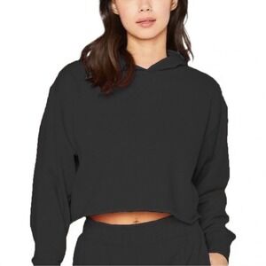 NWOT REFLEX French Terry‎ CottonHoodie in Black. Size Small